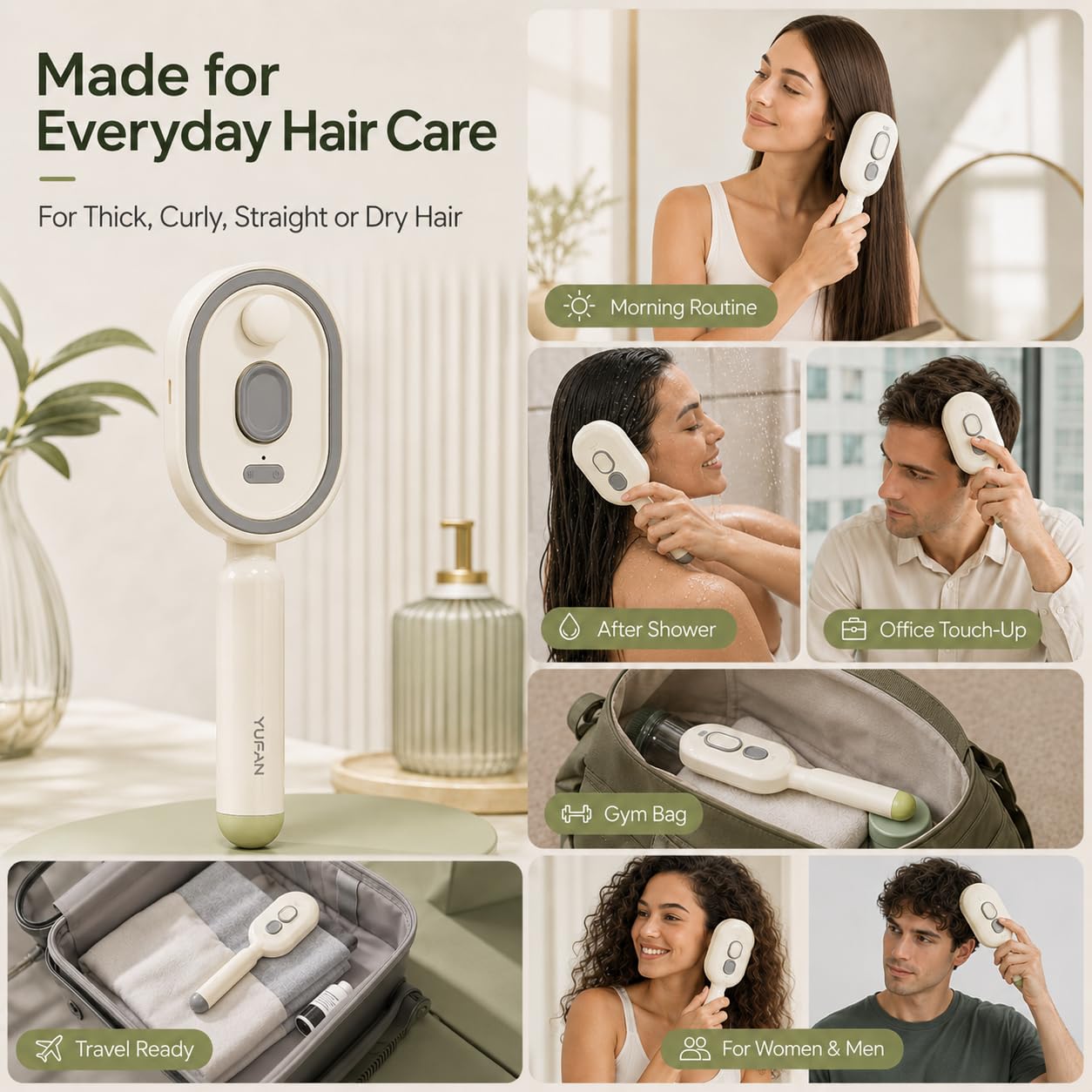 Massage - Peigne massant électrique 2-en-1 avec fonction