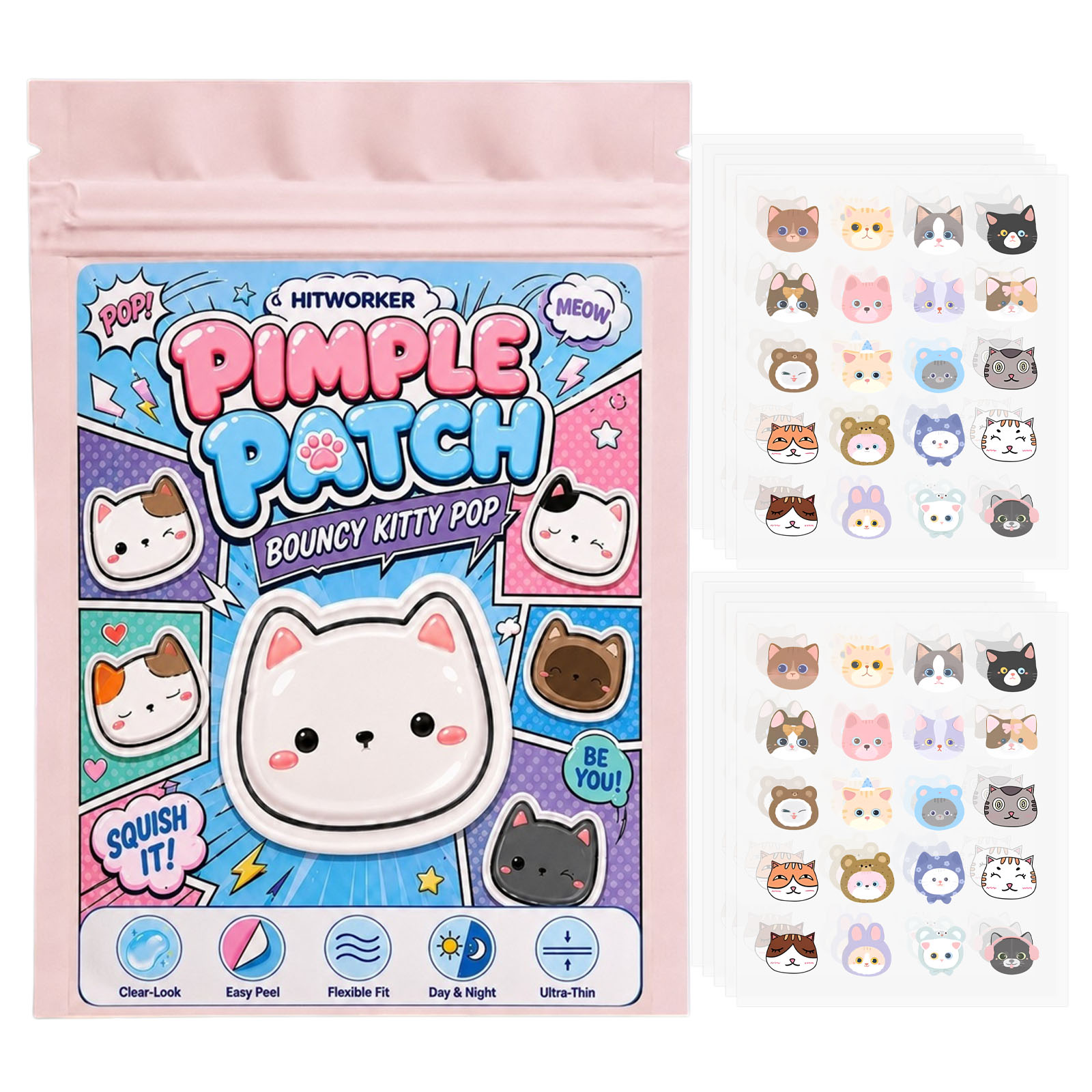 Hydrocolloid Pimple Patch - 100 Patchs Hydrocolloïdes Mignons en Forme