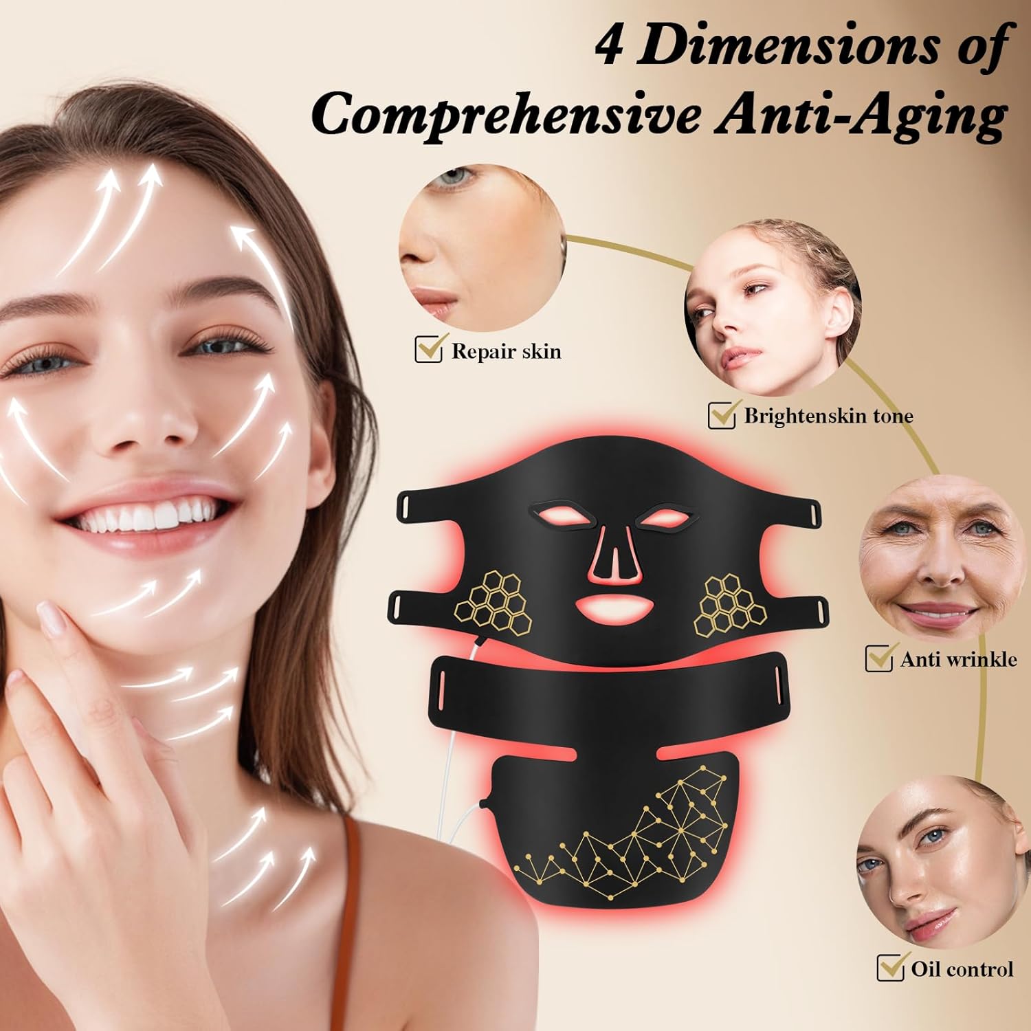 Masque LED Silicone 2-en-1 ave - Led Light Therapy Face Mask avis et prix