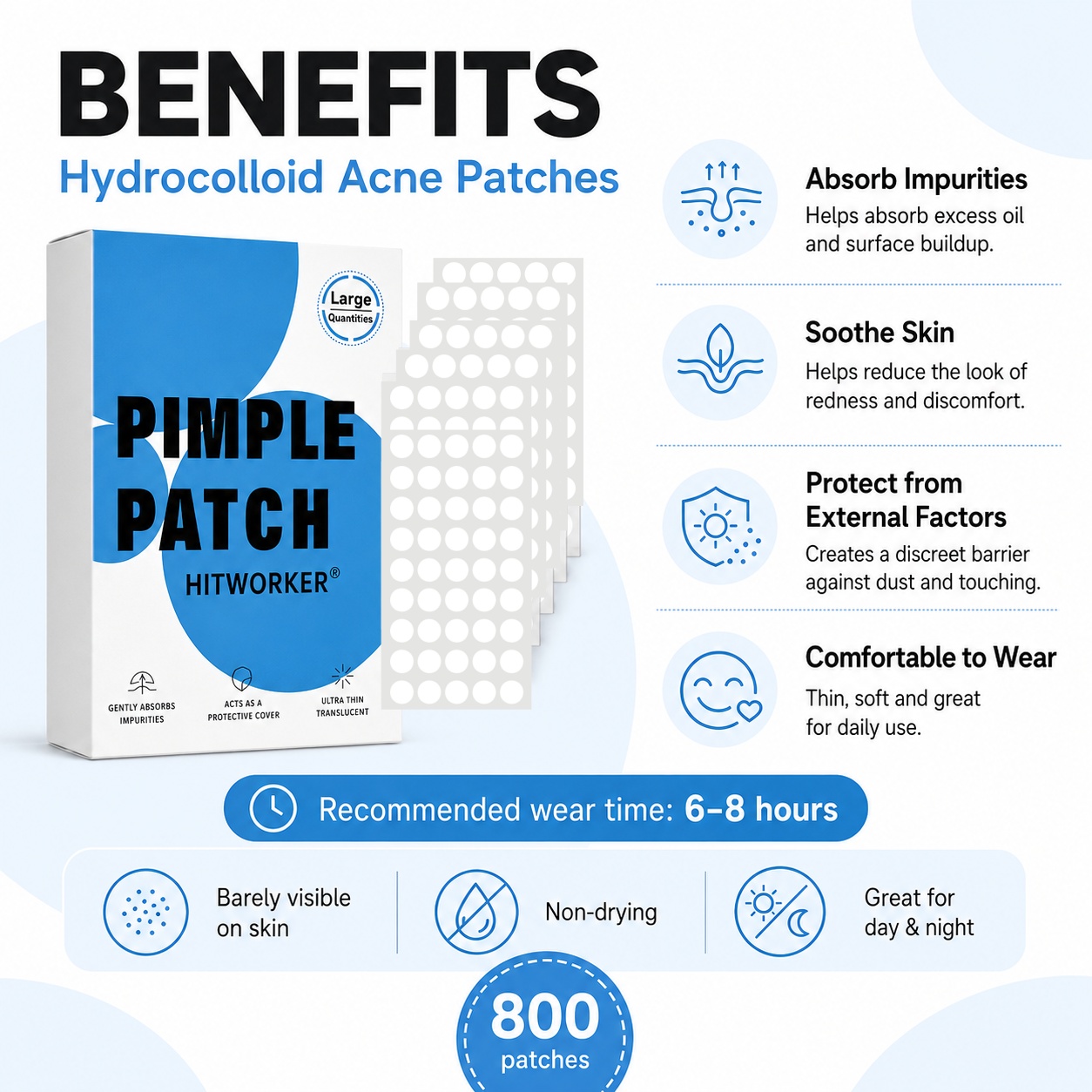 800 Patchs Hydrocolloïdes pour - Hydrocolloid Pimple Patch avis et prix